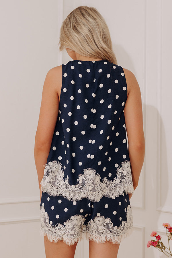 Uptown Ease Lace Trim Top in Navy Image - 5