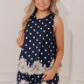 Uptown Ease Lace Trim Top in Navy Image - 1