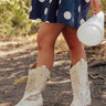 The Lorelai Faux Leather Cut-Out Cowboy Boots in Stone Image - 1