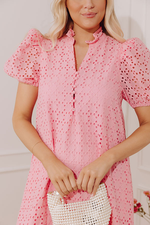 Easy Grace Eyelet Midi Dress in Pink Image - 4
