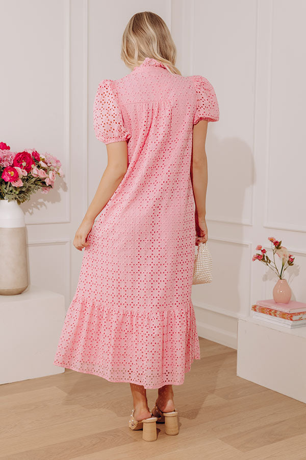 Easy Grace Eyelet Midi Dress in Pink Image - 5