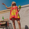 Santorini Bloom Lace Trim Floral Mini Dress Image - 1