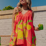 Santorini Bloom Lace Trim Floral Mini Dress Image - 1