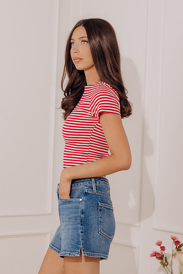 Italian Coast Stripe Knit Top in Red Image - 4