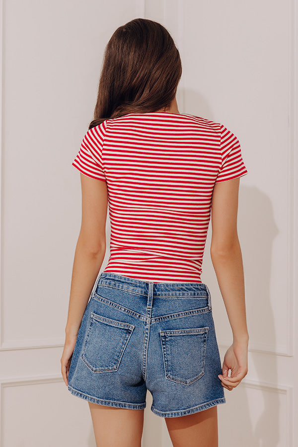 Italian Coast Stripe Knit Top in Red Image - 3