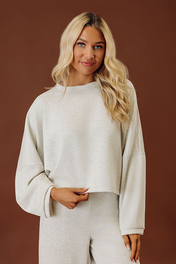 Sunday Reset Scuba Crop Top in Light Grey