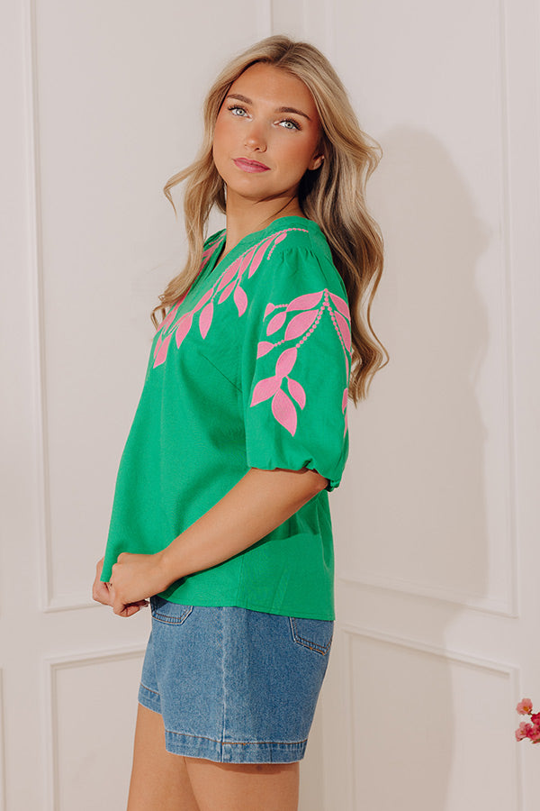 Riviera Muse Embroidered Linen-Blend Top Image - 5