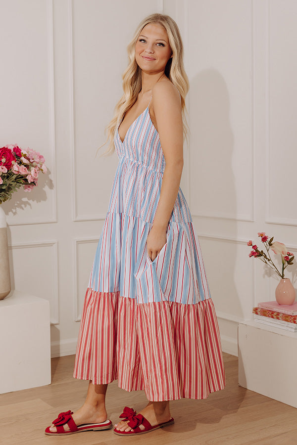 Summer Harbor Stripe Midi Dress Image - 4
