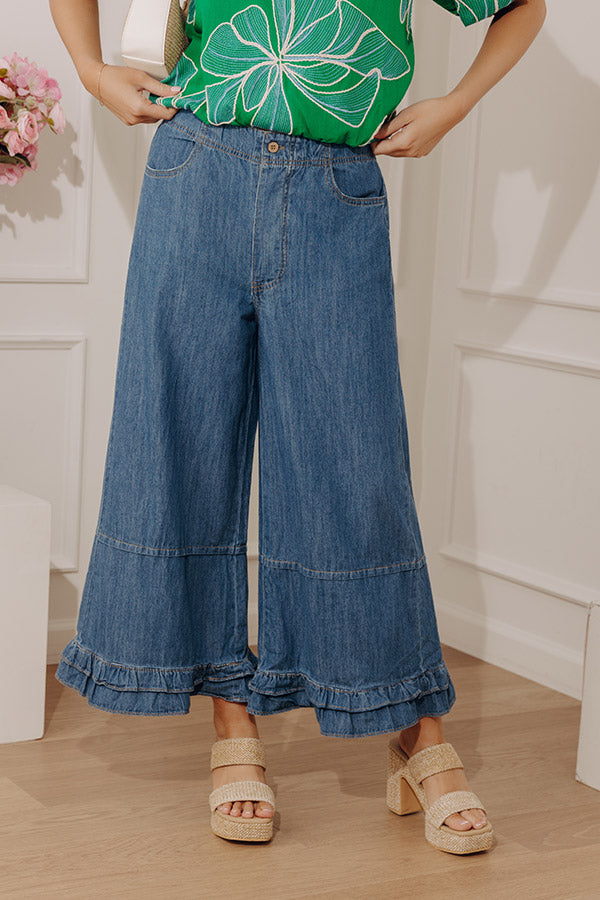 The Virginia Midrise Wide Leg Ruffle Jean