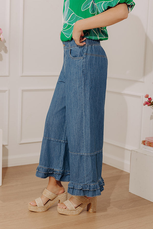 The Virginia Midrise Wide Leg Ruffle Jean Image - 2