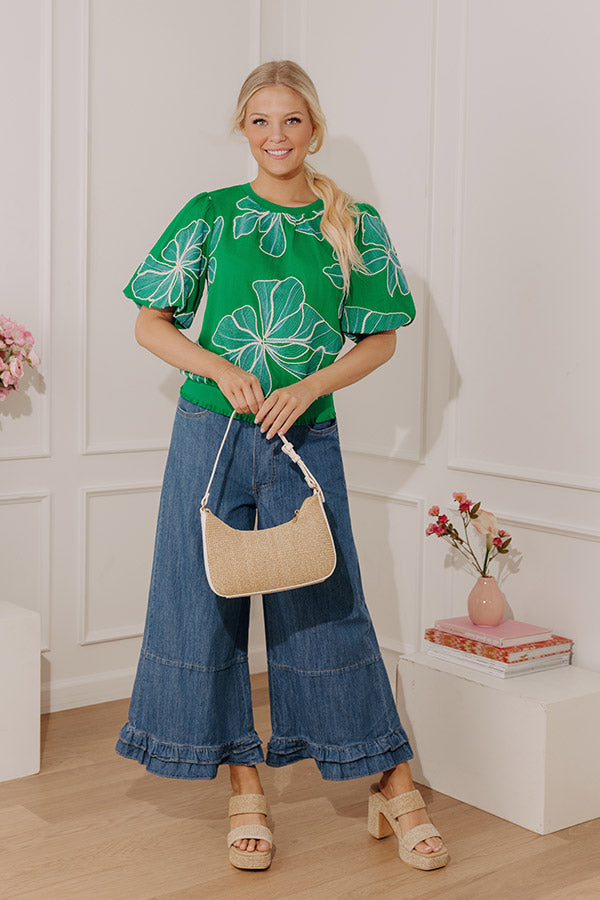 The Virginia Midrise Wide Leg Ruffle Jean Image - 3