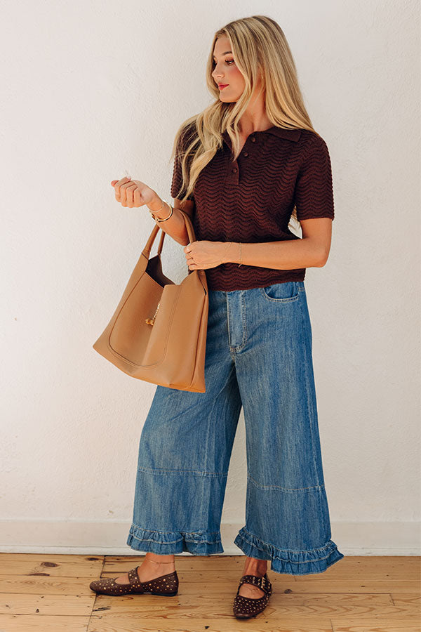 The Virginia Midrise Wide Leg Ruffle Jean