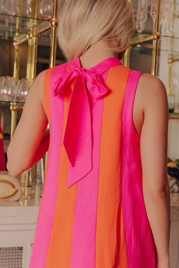 Sunset Sorbet Linen-Blend Mini Dress Image - 3