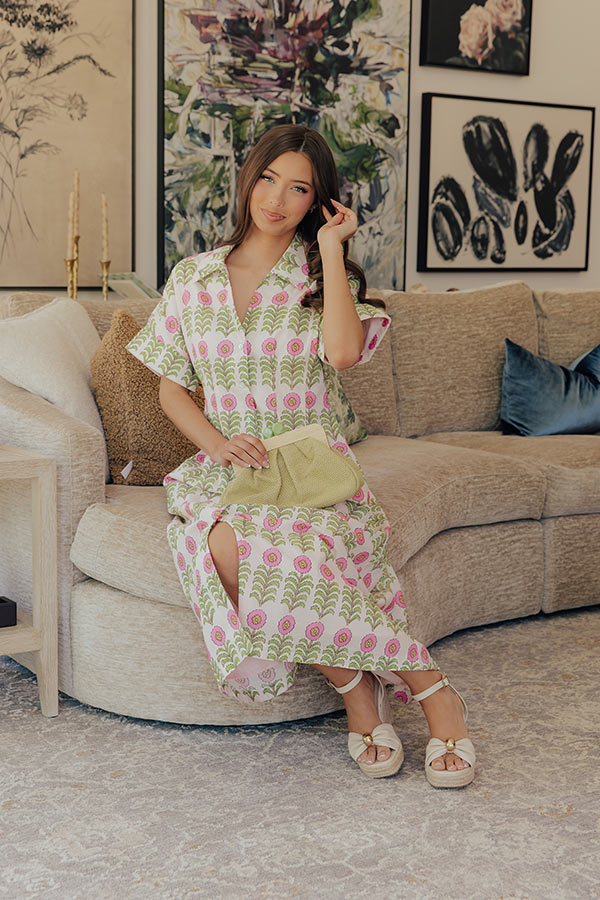 Simple Joy Button Down Floral Midi Dress Image - 3