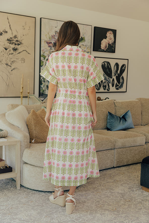 Simple Joy Button Down Floral Midi Dress Image - 4