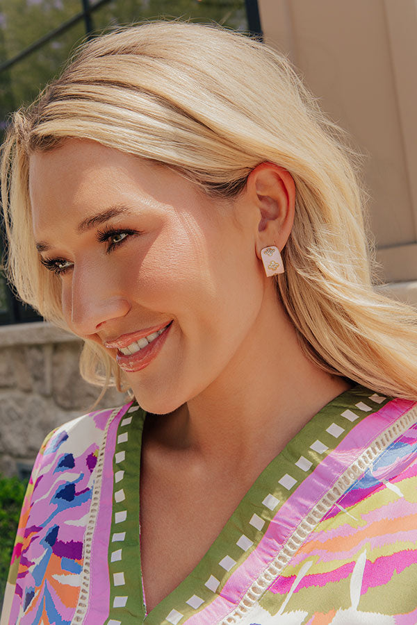 Country Club Chic Hoop Earrings in Pink Image - 1