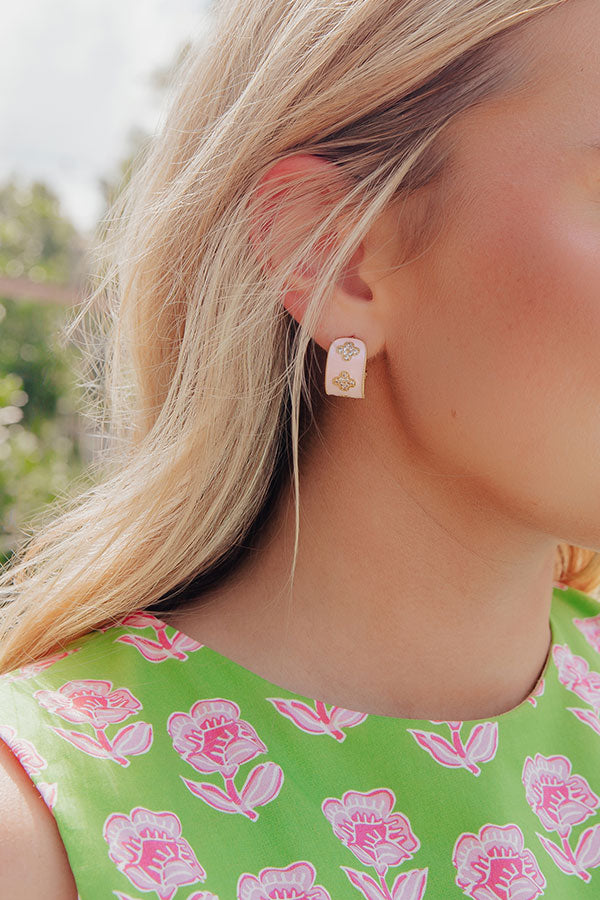 Country Club Chic Hoop Earrings in Pink Image - 1