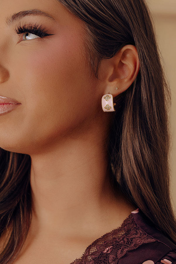 Country Club Chic Hoop Earrings in Pink Image - 1