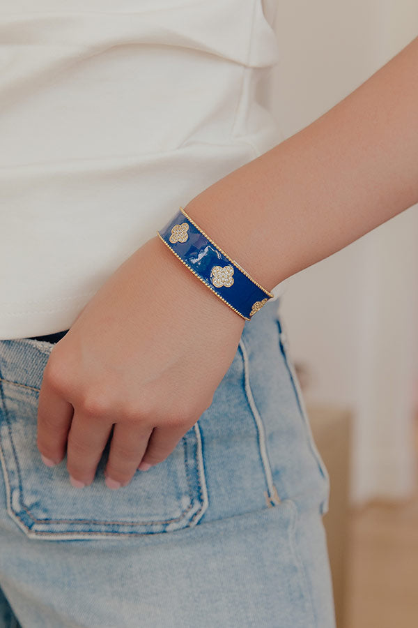Charming Smile Cubic Zirconia Cuff Bracelet in Navy Image - 2