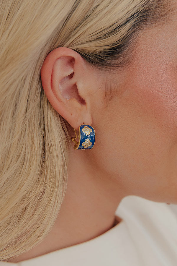Country Club Chic Hoop Earrings in Navy Image - 2
