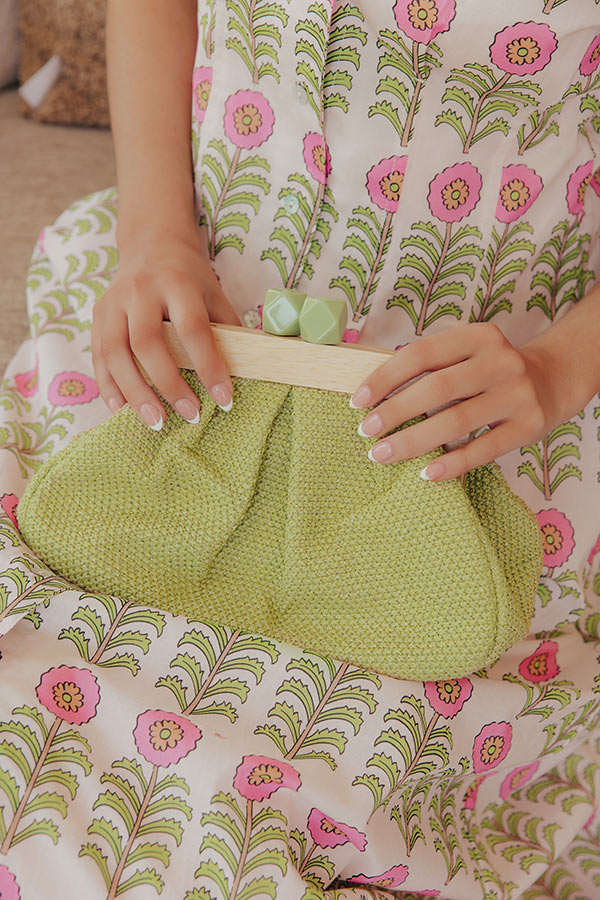 Vacation Muse Woven Clutch in Lime Image - 1
