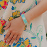 Charming Smile Cubic Zirconia Cuff Bracelet in Turquoise Image - 1