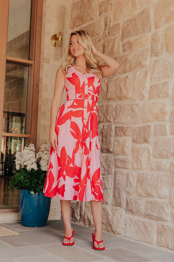 Casa Flora Eyelet Midi Dress Image - 4