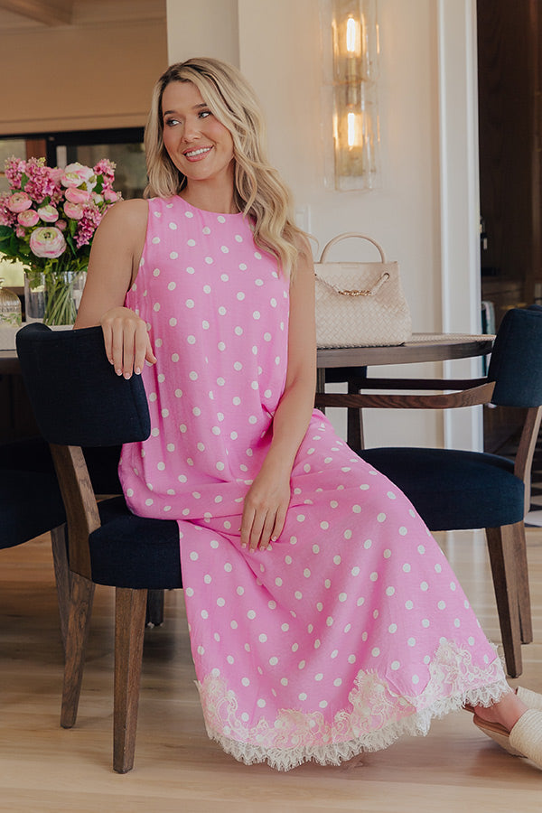 Uptown Ease Polka Dot Midi Dress in Pink Image - 1