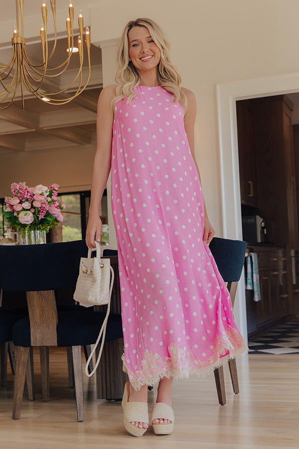 Uptown Ease Polka Dot Midi Dress in Pink Image - 3