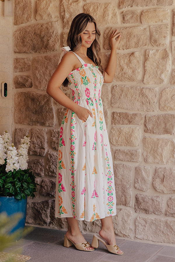 Cozumel Cutie Floral Smocked Midi Dress Image - 2