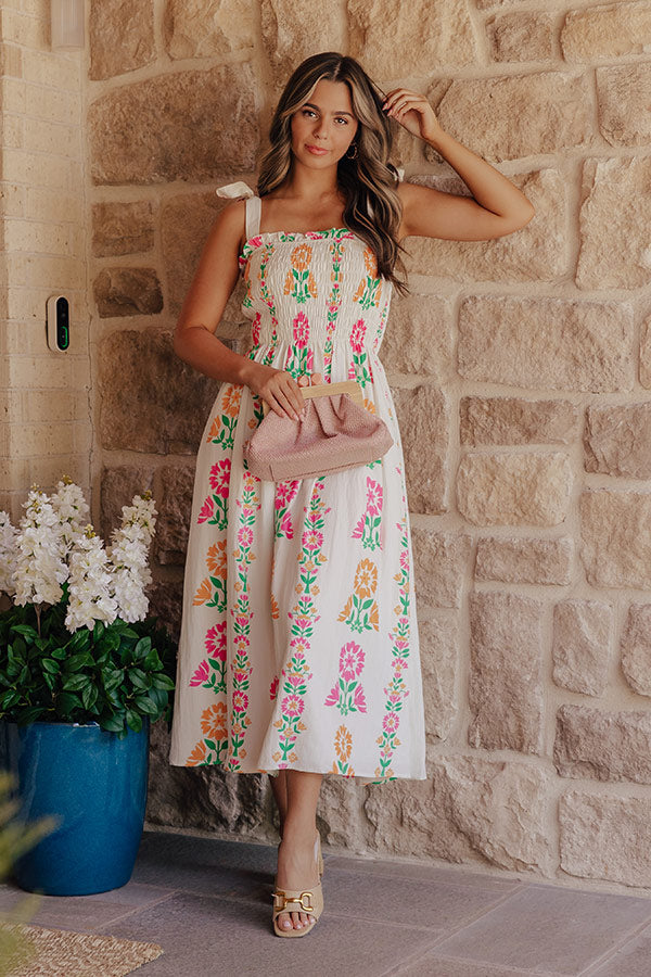 Cozumel Cutie Floral Smocked Midi Dress