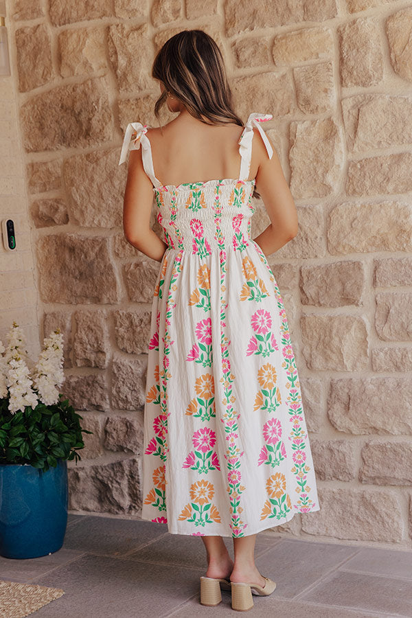 Cozumel Cutie Floral Smocked Midi Dress Image - 5