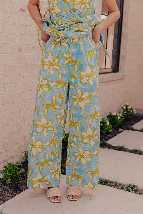 Santorini Sky High Waist Floral Wide Leg Pants Image - 2