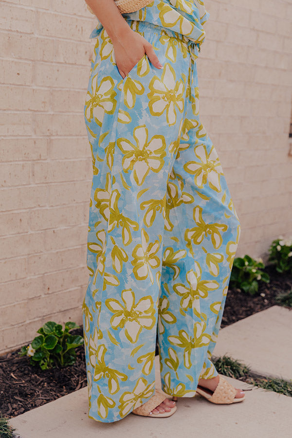 Santorini Sky High Waist Floral Wide Leg Pants Image - 3