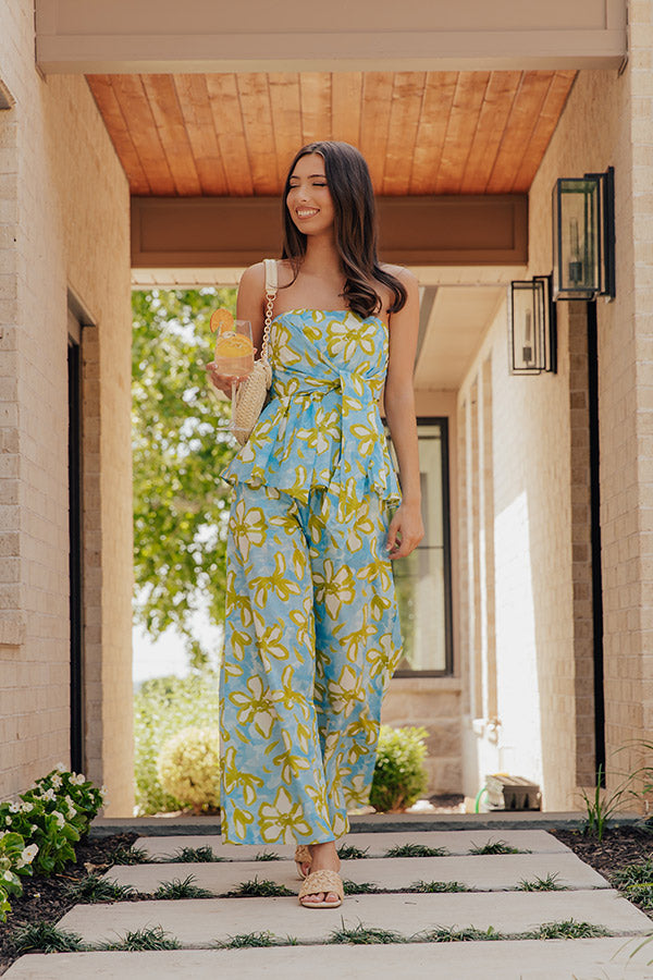Santorini Sky High Waist Floral Wide Leg Pants Image - 1