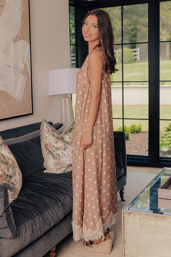 Uptown Ease Polka Dot Midi Dress in Mocha Image - 2