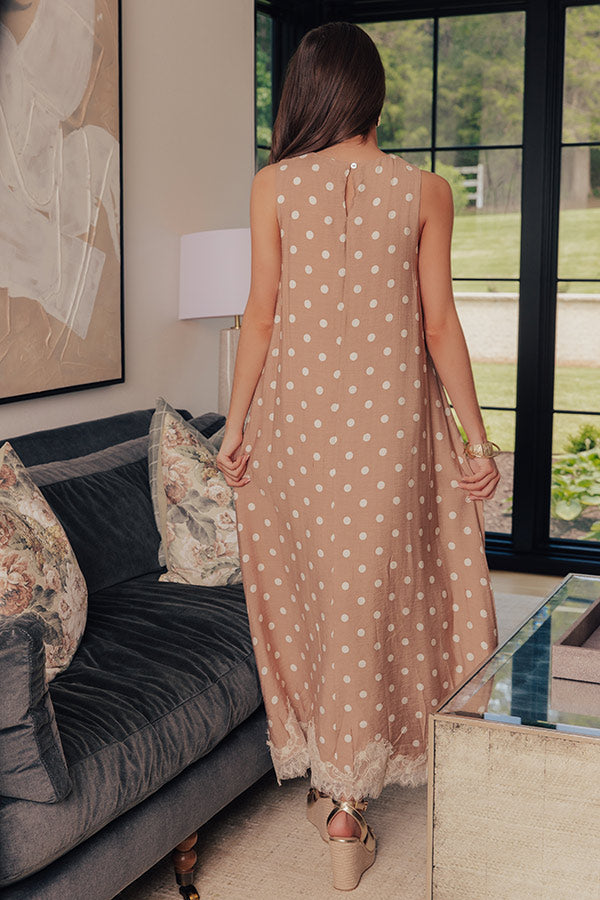 Uptown Ease Polka Dot Midi Dress in Mocha Image - 3