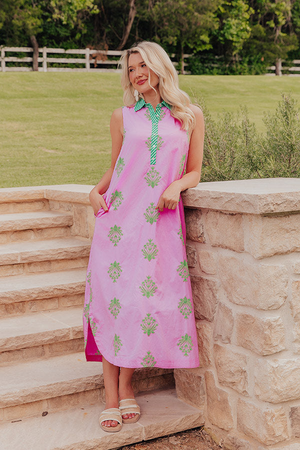 Bloom and Wander Floral Embroidered Midi Dress Image - 1