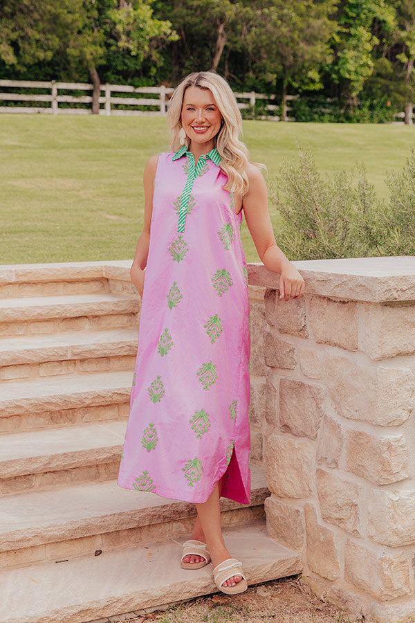 Bloom and Wander Floral Embroidered Midi Dress Image - 3