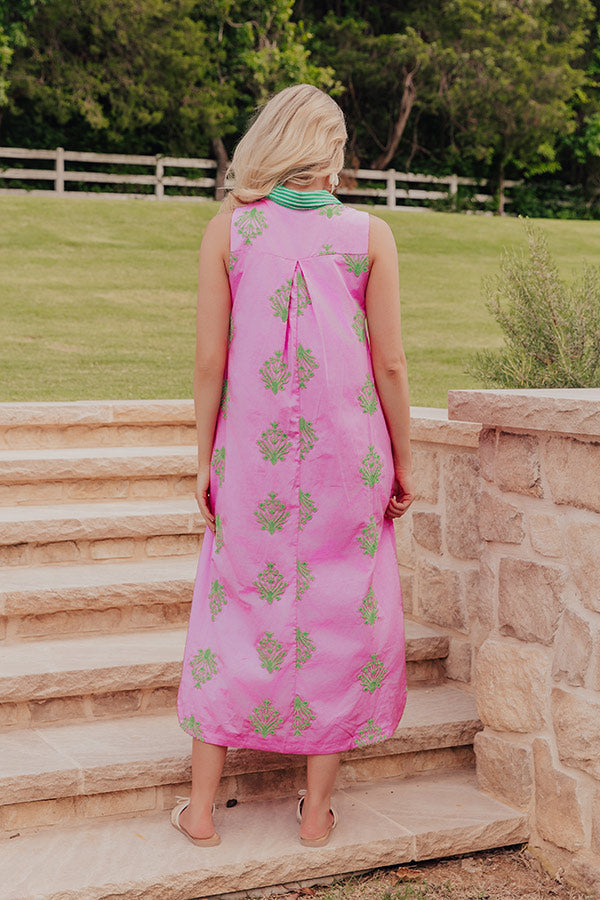 Bloom and Wander Floral Embroidered Midi Dress Image - 4