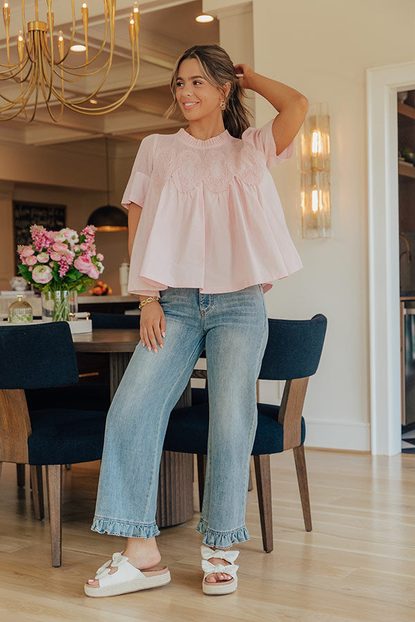 The Cornelia Midrise Ruffle Straight Leg Jean Image - 3
