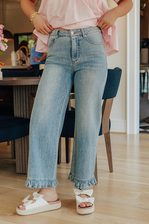 The Cornelia Midrise Ruffle Straight Leg Jean Image - 1