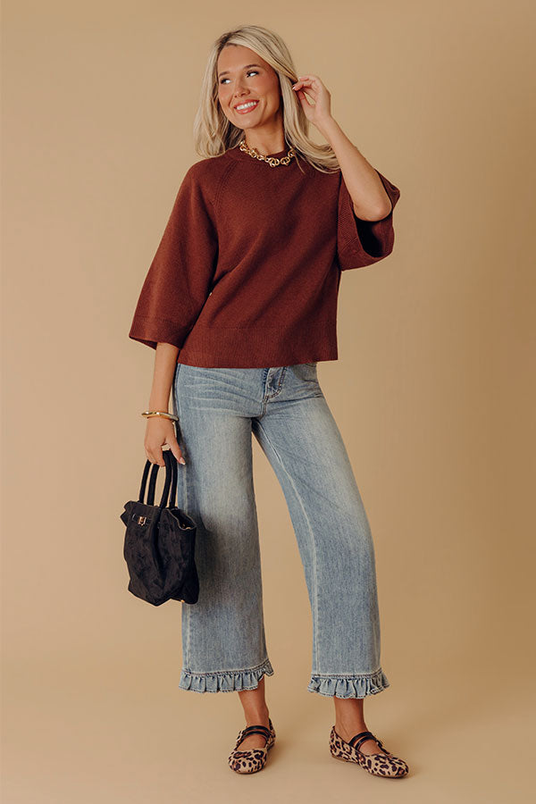 The Cornelia Midrise Ruffle Straight Leg Jean Image - 1