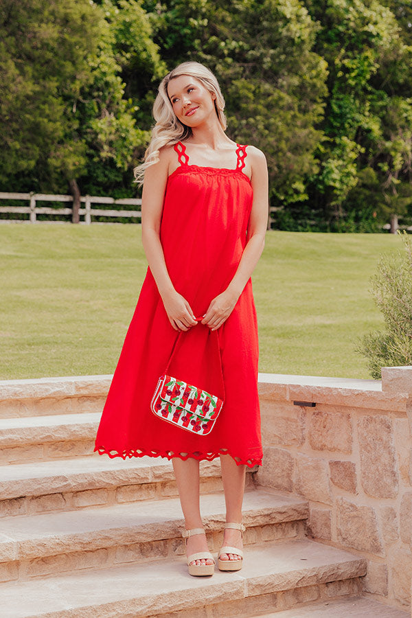 Boardwalk Chic Ric-Rac Midi Dress in Red – Impressions Online Boutique
