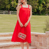 Boardwalk Chic Ric-Rac Midi Dress in Red Image - 1