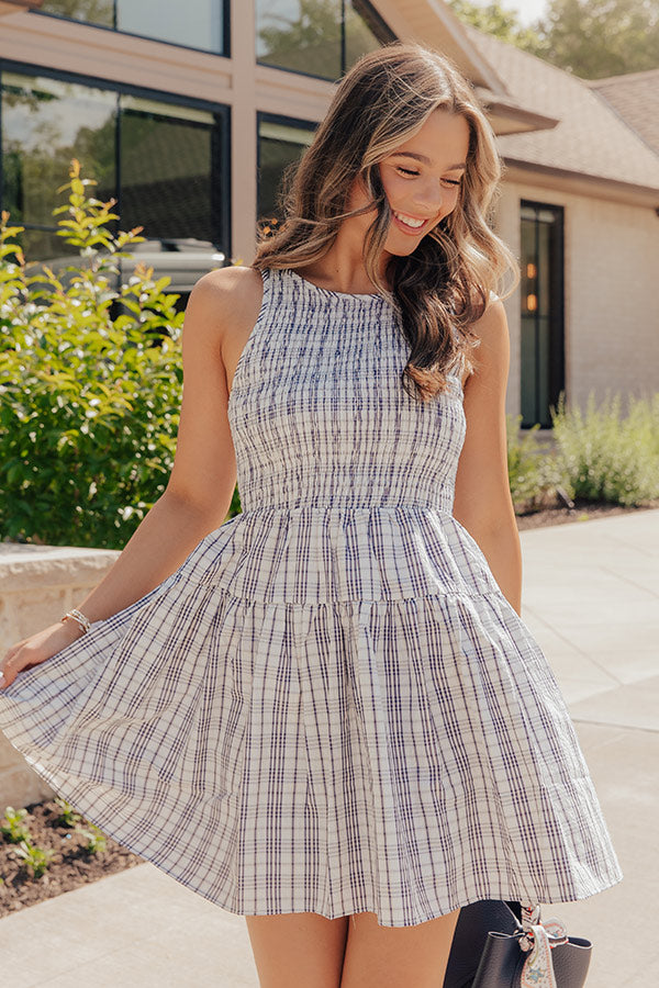Hamptons Weekend Smocked Plaid Mini Dress