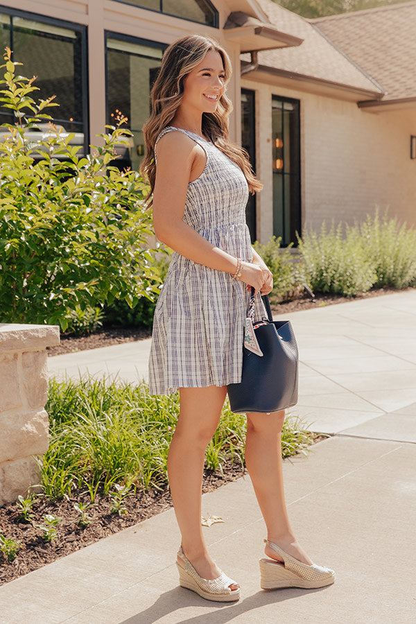 blue plaid mini dress Picnic Plaid Mini Dress