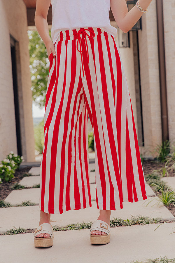 Pier My Way High Waist Stripe Wide Leg Pants in Red Image - 2
