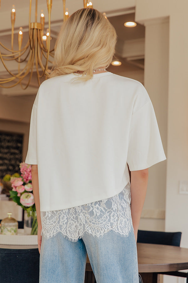 Casual Party Asymmetrical Lace Trim Top Image - 4