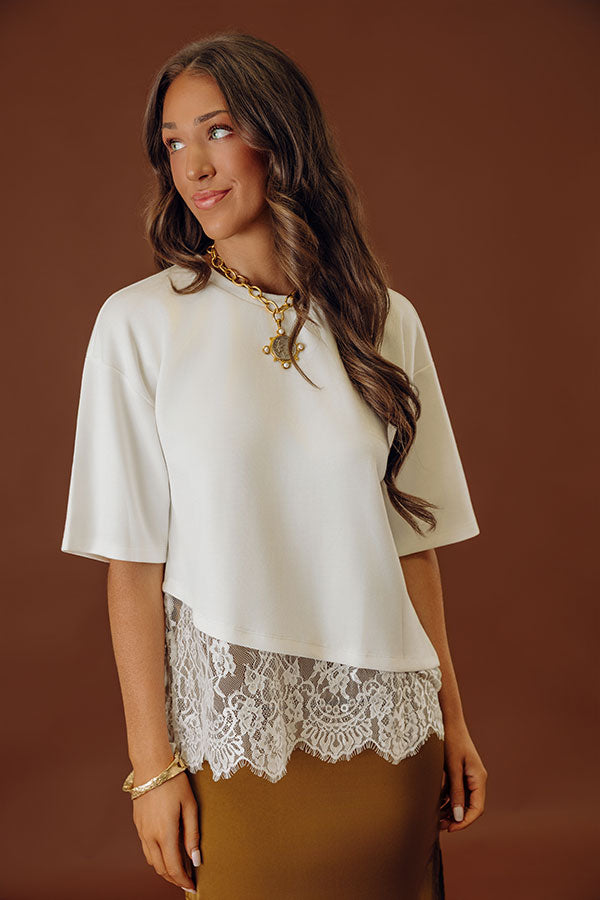 Casual Party Asymmetrical Lace Trim Top Image - 1